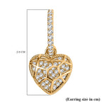White Cubic Zirconia  Heart Earring with Push Back