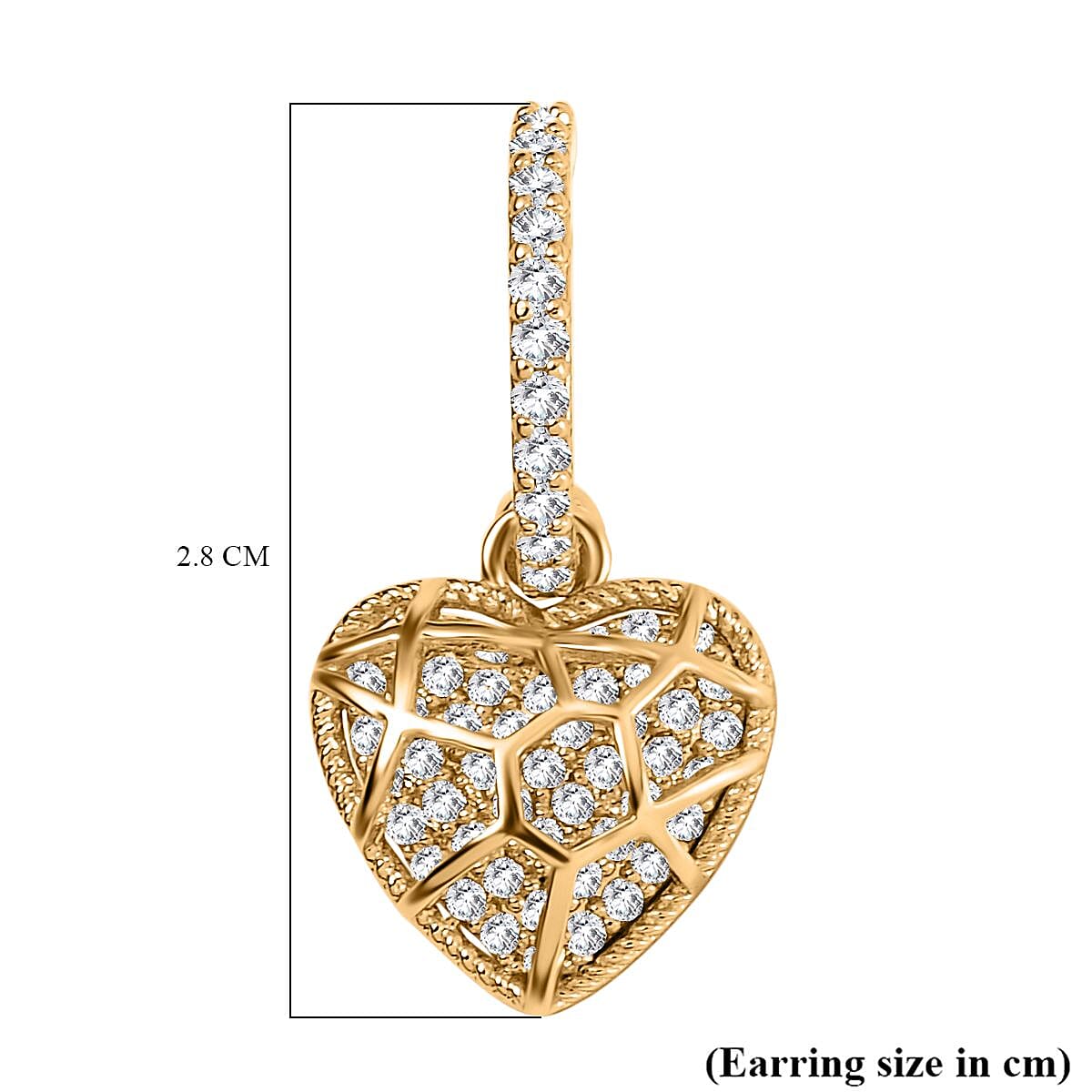 White Cubic Zirconia  Heart Earring with Push Back 7590784 9