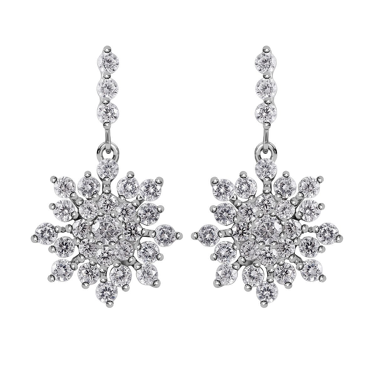 White Cubic Zirconia Earring in Rhodium Overlay Sterling Silver 1.16 ct 1.160 Ct. 7625807 0