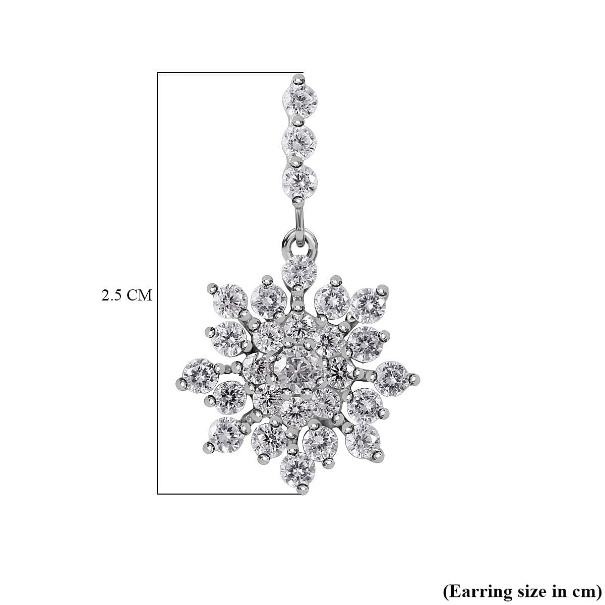 White Cubic Zirconia Earring in Rhodium Overlay Sterling Silver 1.16 ct 1.160 Ct. 7625807 4