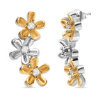 NY Closeout - Simulated Diamond Earrings with Push Back in 18K Vermeil Yellow Gold Plated Sterling Silver