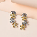 NY Closeout - Simulated Diamond Earrings with Push Back in 18K Vermeil Yellow Gold Plated Sterling Silver