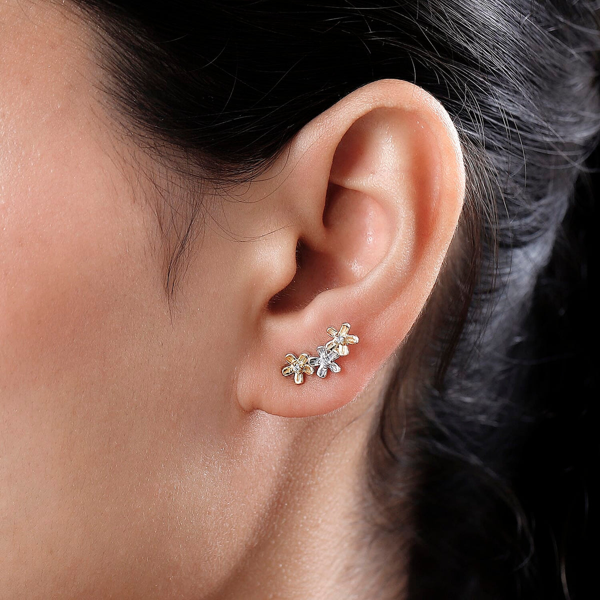 NY Closeout - Simulated Diamond Earrings with Push Back in 18K Vermeil Yellow Gold Plated Sterling Silver 7570758 3