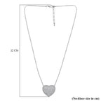 Cubic Zirconia Heart Necklace (Size - 20) in Silver Tone