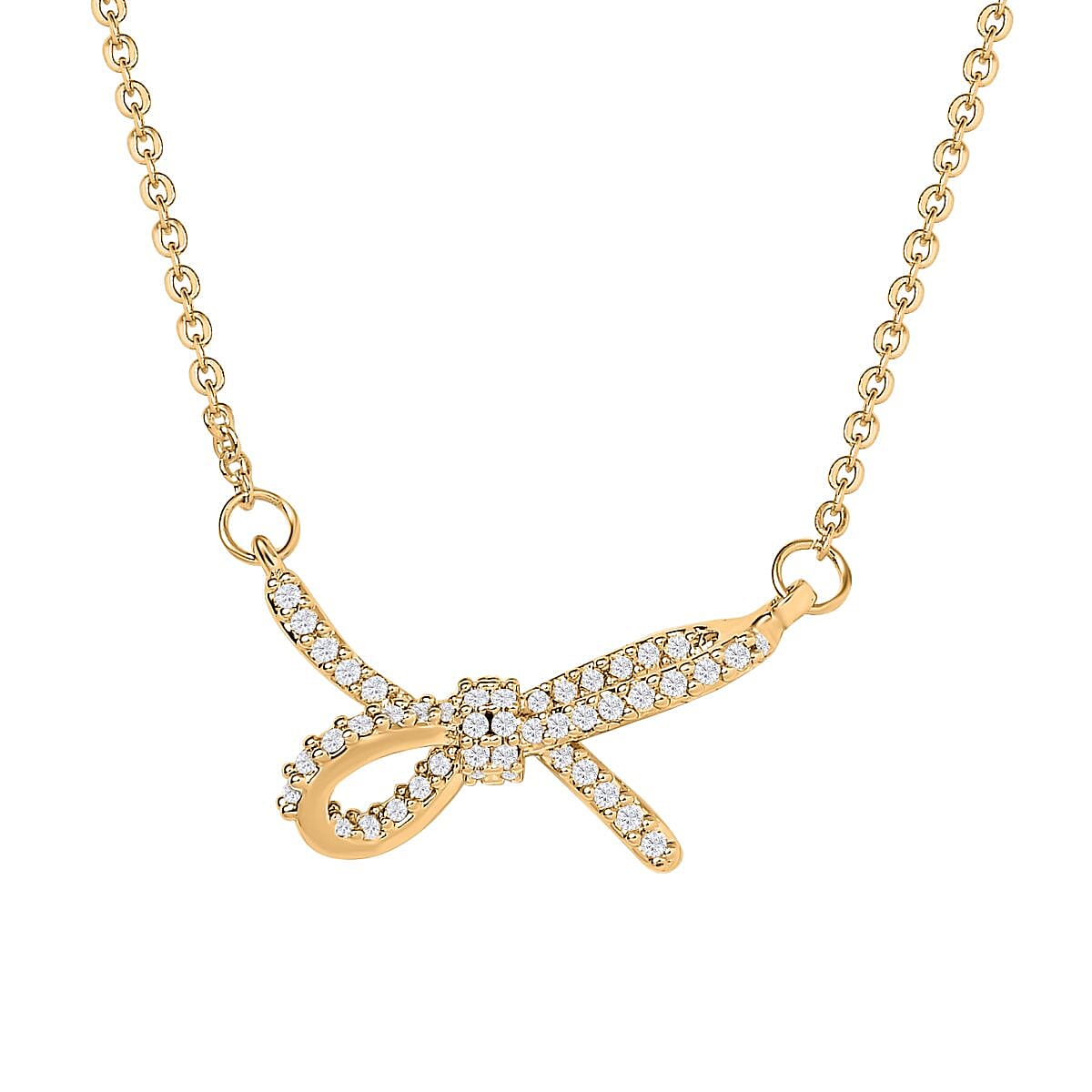 White Cubic Zirconia Necklace (Size - 20) Pure Yellow Brass 0.10 ct 0.100 Ct. 7590820 0