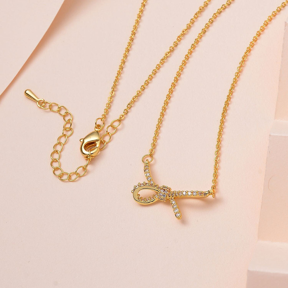 White Cubic Zirconia Necklace (Size - 20) Pure Yellow Brass 0.10 ct 0.100 Ct. 7590820 1