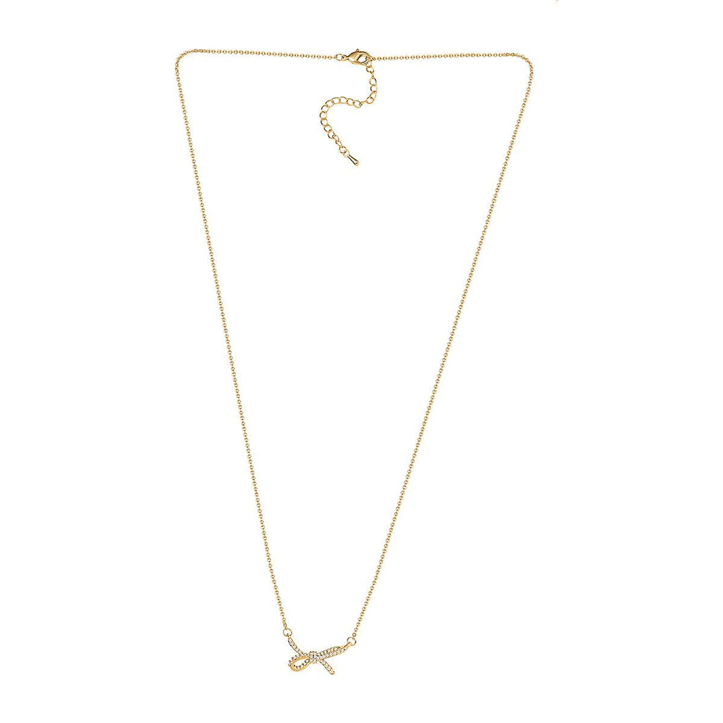 Cubic Zirconia Ribbon Necklace (Size - 20-2 inch Ext)
