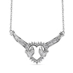 NY Closeout - Cubic Zirconia Heart Necklace (Size - 20) in Rhodium Overlay Sterling Silver, Silver Wt. 5.00 Gms