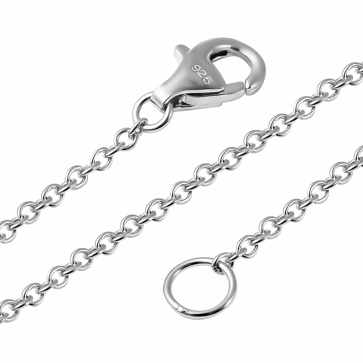 White Cubic Zirconia NecklaceE (Size - 20) in Rhodium Overlay Sterling Silver 0.83 ct Silver Wt. 5 Gms 0.830 Ct. 7625603 6