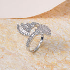 One Time Close Out Deal - Cubic Zirconia Adjustable Bypass Ring (Size R - T) in Silver Tone 3.00 Ct.