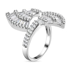 One Time Close Out Deal - Cubic Zirconia Adjustable Bypass Ring (Size R - T) in Silver Tone 3.00 Ct.