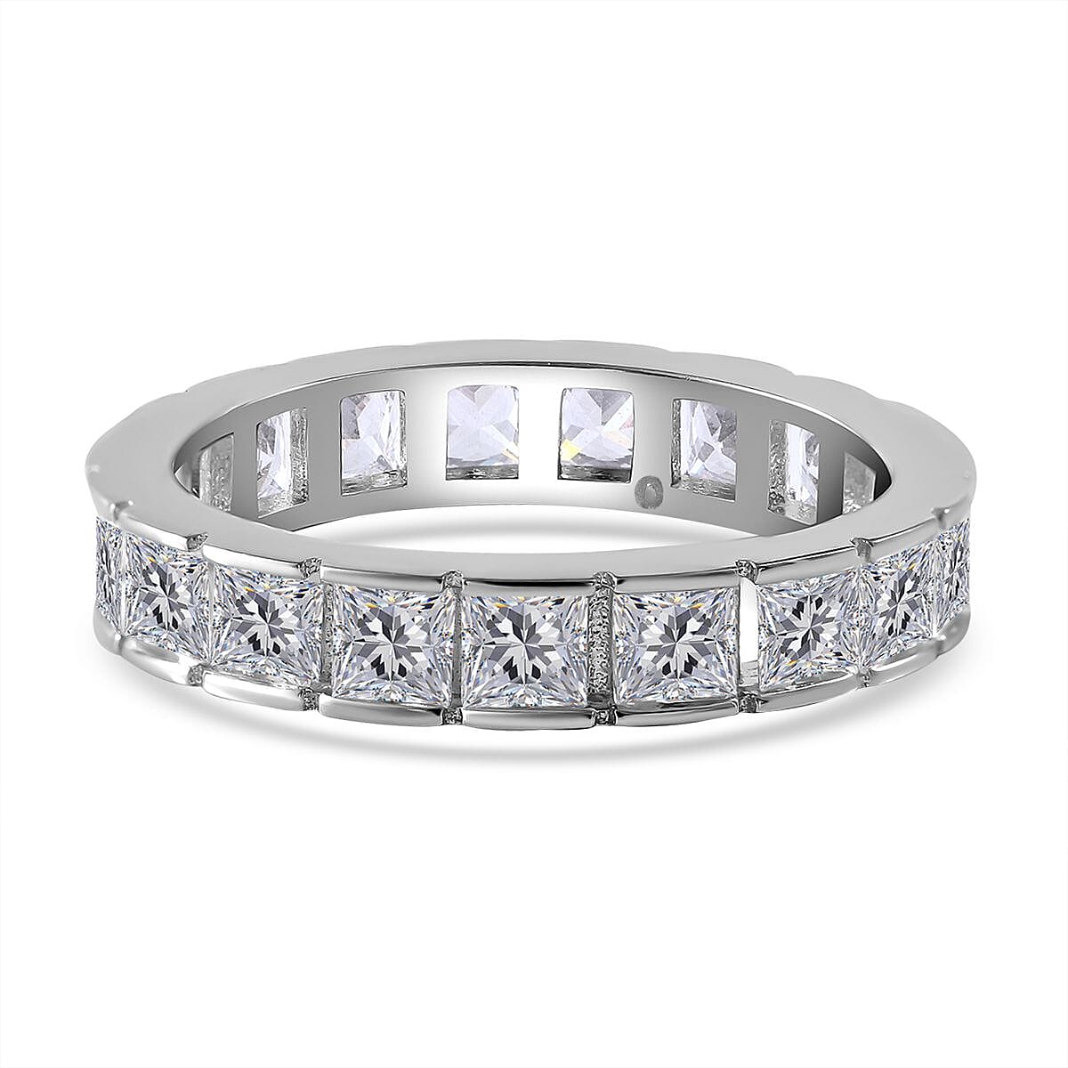 White Cubic Zirconia Ring in Rhodium Overlay Sterling Silver 4.97 ct 4.970 Ct. 7624002 0