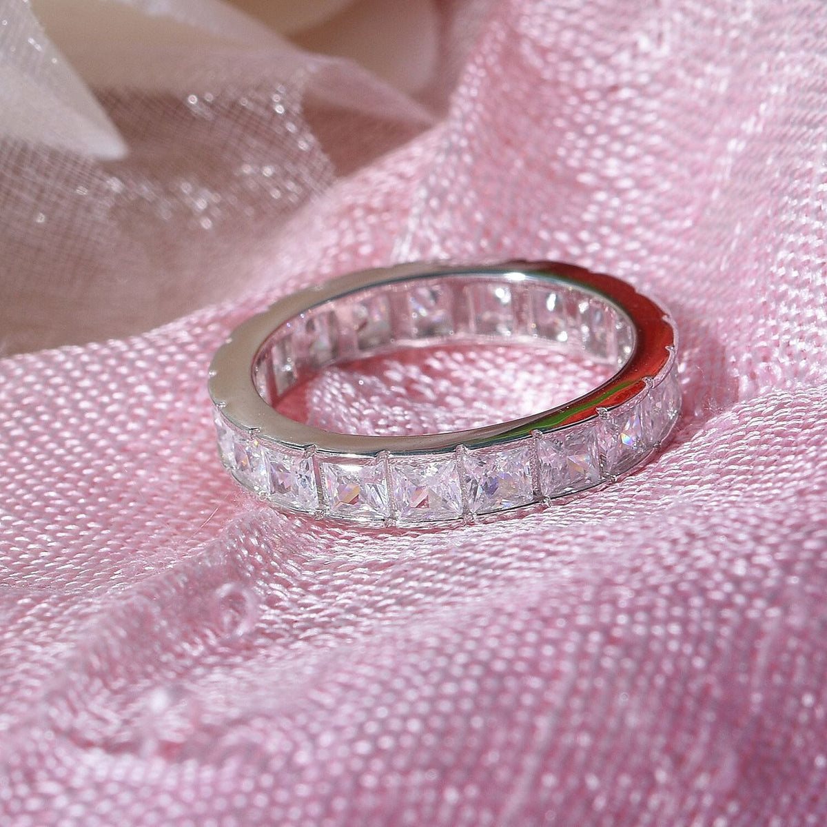 White Cubic Zirconia Ring in Rhodium Overlay Sterling Silver 4.97 ct 4.970 Ct. 7624002 2