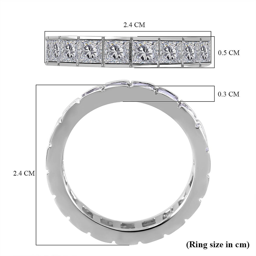 NY Closeout - Cubic Zirconia Band Ring in Rhodium Overlay Sterling Silver