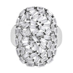 NY Closeout - Cubic Zirconia Fire Cracker Cluster Ring in Rhodium Overlay Sterling Silver