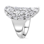 NY Closeout - Cubic Zirconia Fire Cracker Cluster Ring in Rhodium Overlay Sterling Silver