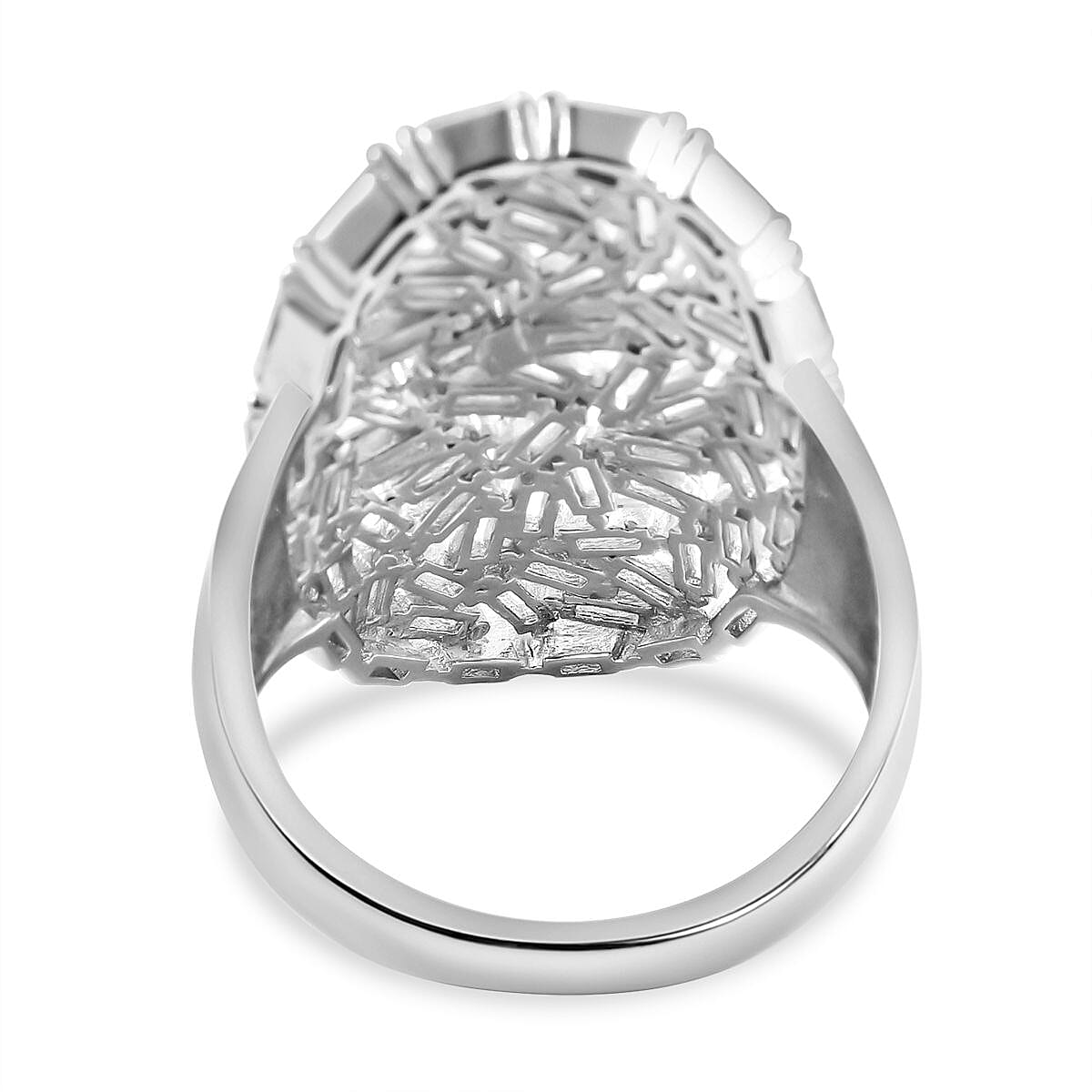 White Cubic Zirconia Ring in Rhodium Overlay Sterling Silver 6.49 ct Silver Wt. 5.6 Gms 6.490 Ct. 7624061 5