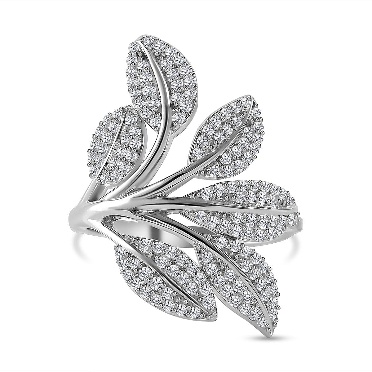 White Cubic Zirconia Ring in Rhodium Overlay Sterling Silver 2.21 ct 2.210 Ct. 7624111 0