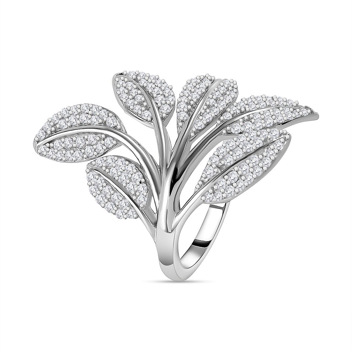 White Cubic Zirconia Ring in Rhodium Overlay Sterling Silver 2.21 ct 2.210 Ct. 7624111 4