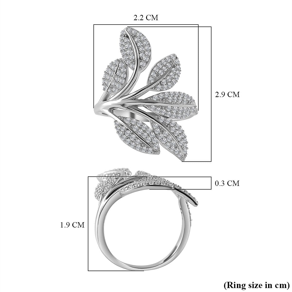 White Cubic Zirconia Ring in Rhodium Overlay Sterling Silver 2.21 ct 2.210 Ct. 7624111 6