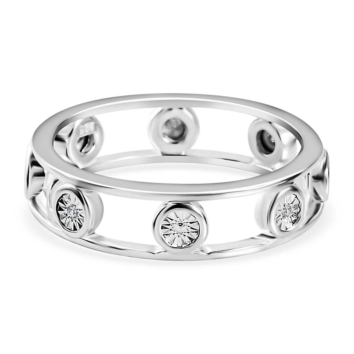 Diamond Bubble Stacking Wedding Band Ring in Sterling Silver 7634639 0