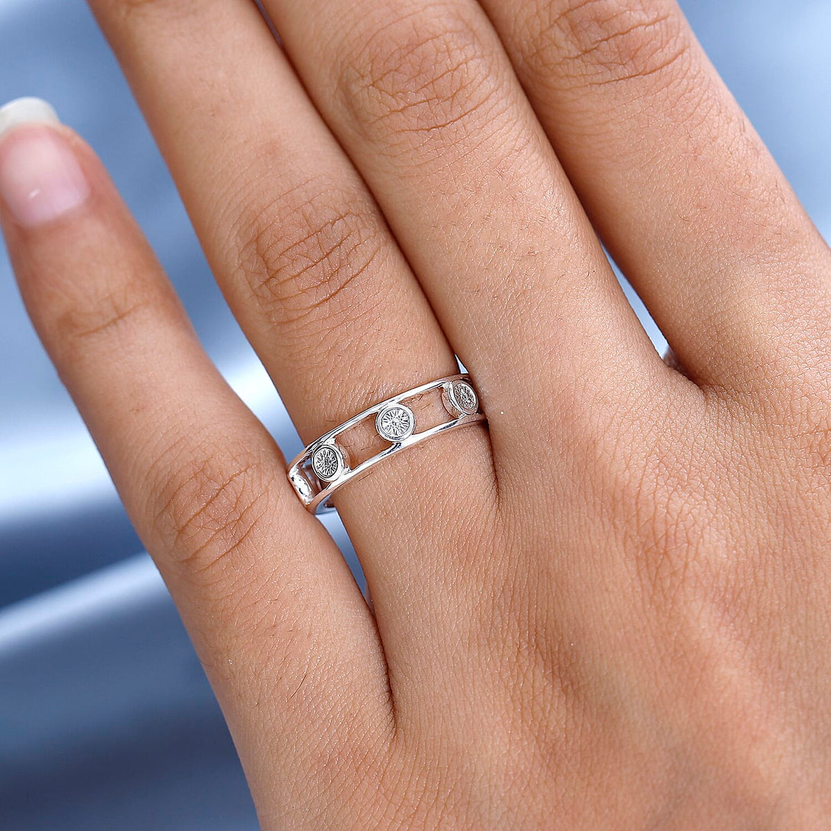 Diamond Bubble Stacking Wedding Band Ring in Sterling Silver 7634639 2
