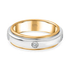 Natural White Diamond Spinner Band Ring with 5 diamonds in Platinum & 18K Vermeil Yellow Gold Plated Sterling Silver, Silver Wt. 6.51 Gms.