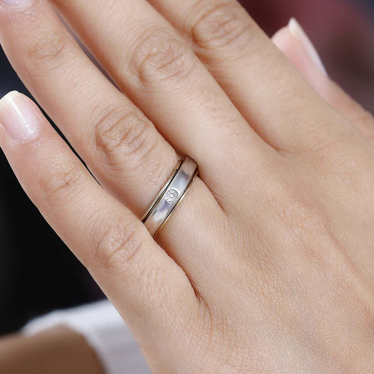 First Launch - Diamond Spinner Band Ring with 5 diamonds in Platinum and Gold Overlay in Sterling Silver 7607777 6