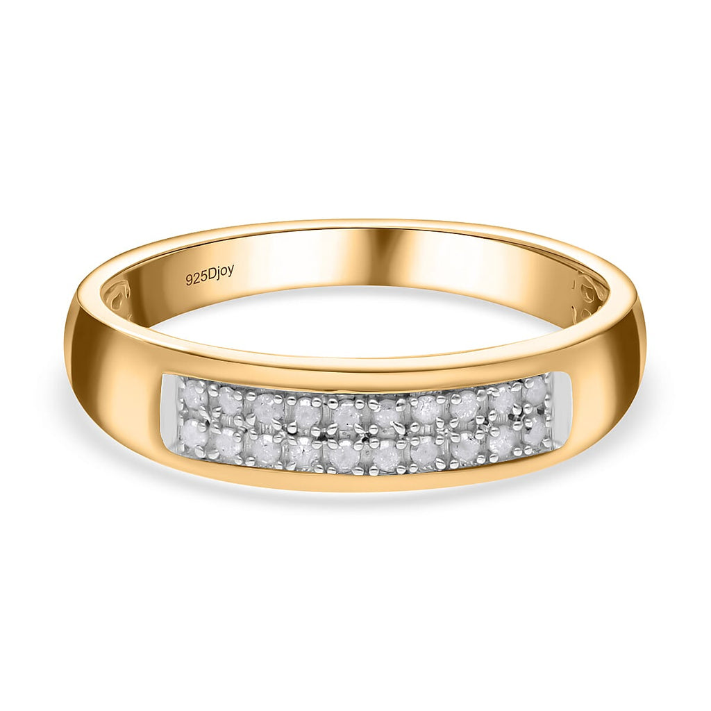 Diamond Half-Eternity Band Ring in 18K Yellow Gold Vermeil Plated Sterling Silver 0.16 Ct.