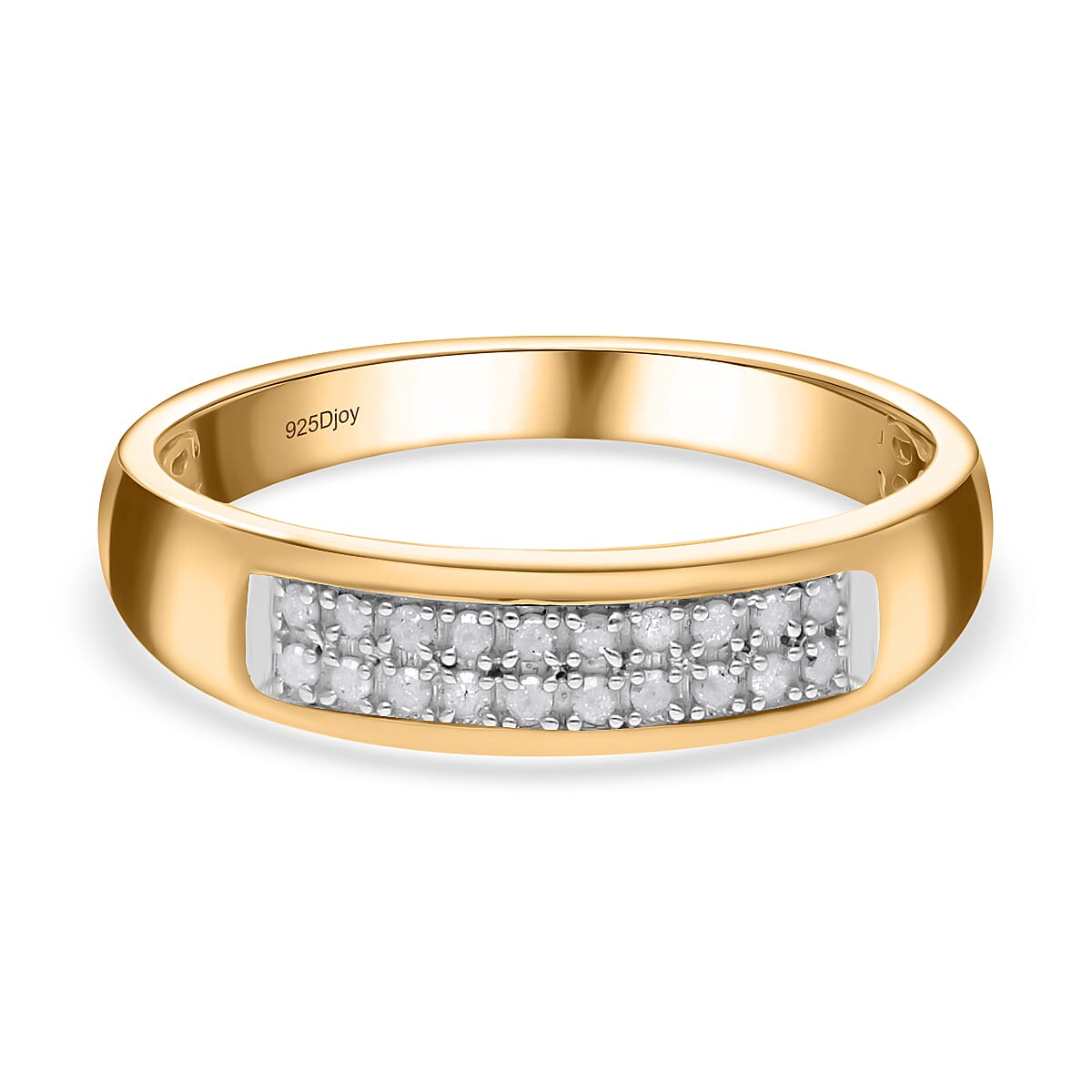 Diamond Half-Eternity Wedding Band Ring in 18K Yellow Gold Vermeil Plated Sterling Silver 0.16 Ct. 7619465 0