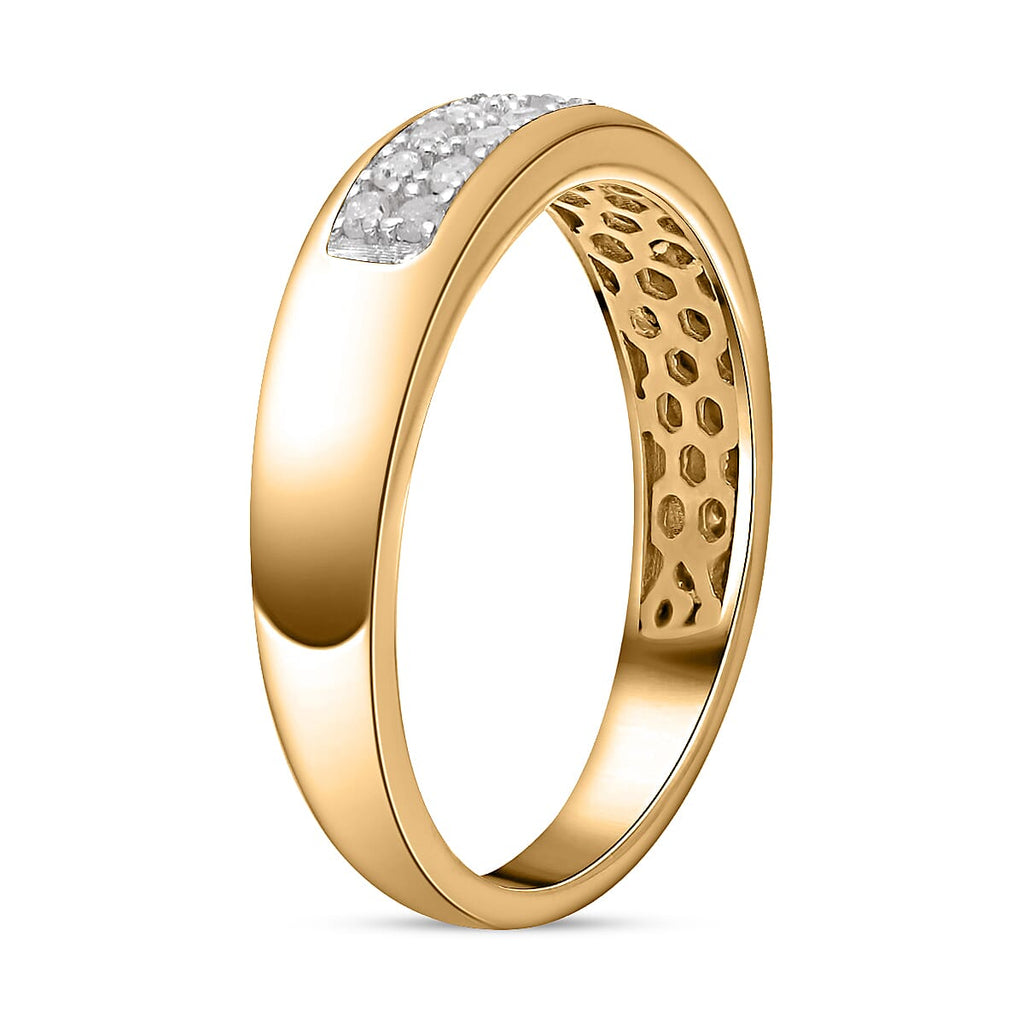 Diamond Half-Eternity Band Ring in 18K Yellow Gold Vermeil Plated Sterling Silver 0.16 Ct.