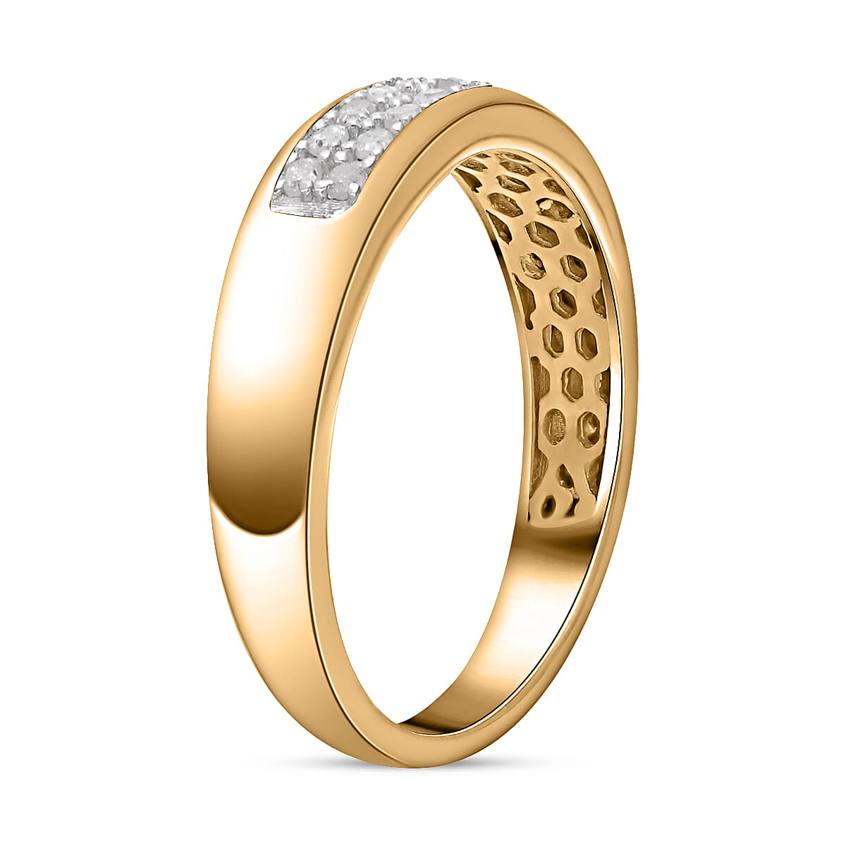 Diamond Half-Eternity Wedding Band Ring in 18K Yellow Gold Vermeil Plated Sterling Silver 0.16 Ct. 7619465 3