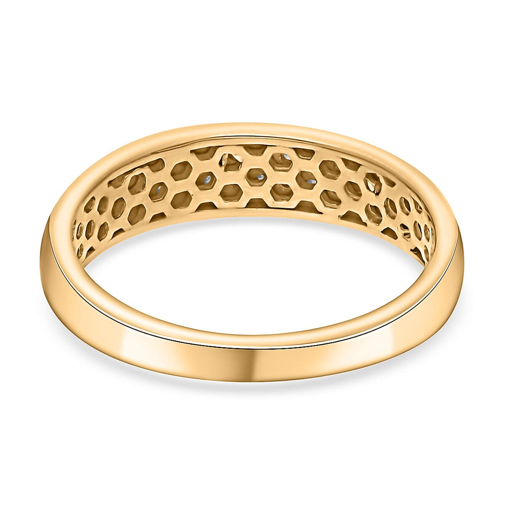 Diamond Half-Eternity Band Ring in 18K Yellow Gold Vermeil Plated Sterling Silver 0.16 Ct.