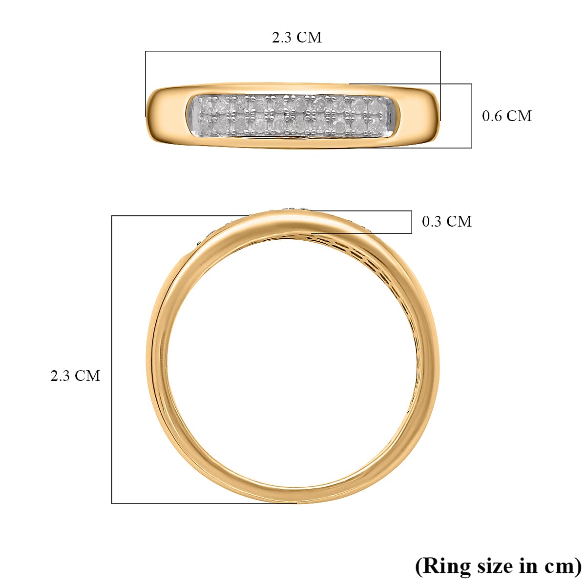 Diamond Half-Eternity Wedding Band Ring in 18K Yellow Gold Vermeil Plated Sterling Silver 0.16 Ct. 7619465 5