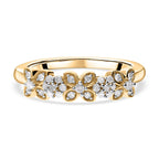 Diamond Floral Band Ring in 18K Vermeil Yellow Gold Plated Sterling Silver 0.25 Ct