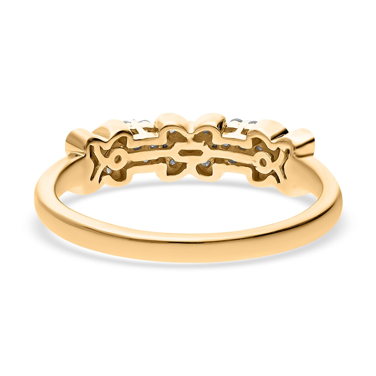 Diamond Floral Wedding Band Ring in 18K Vermeil Yellow Gold Plated Sterling Silver 0.25 Ct 7641658 4