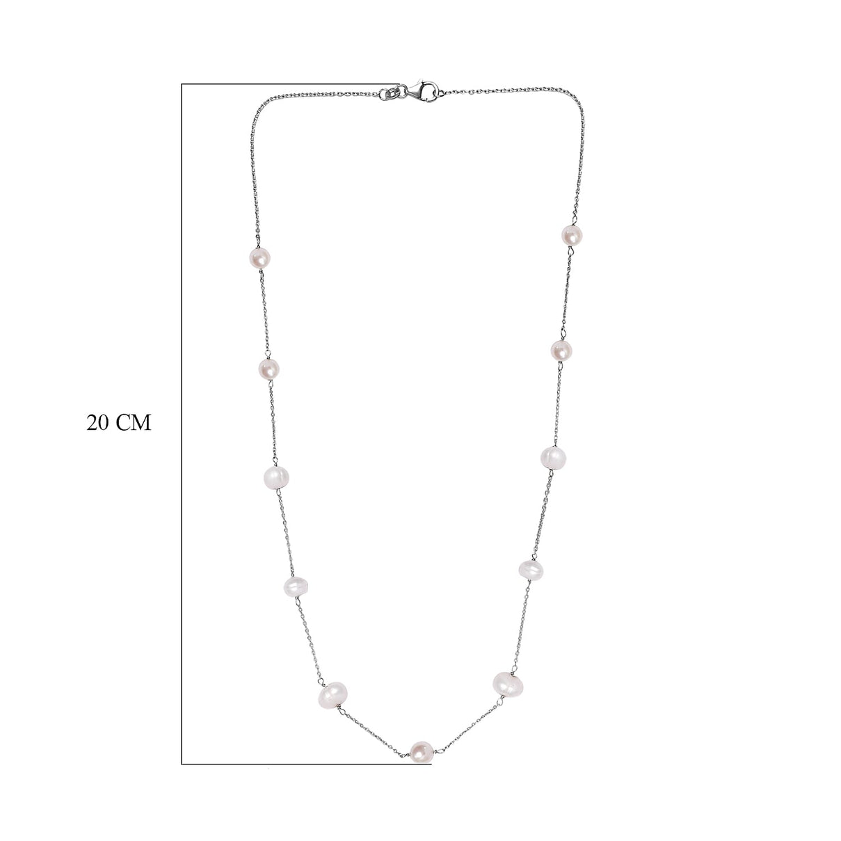 White Pearl Necklace (Size - 20) in Platinum Overlay Sterling Silver 2.40 Ct 7571834 5