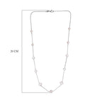 White Pearl Necklace (Size - 20) in Platinum Overlay Sterling Silver 2.40 Ct