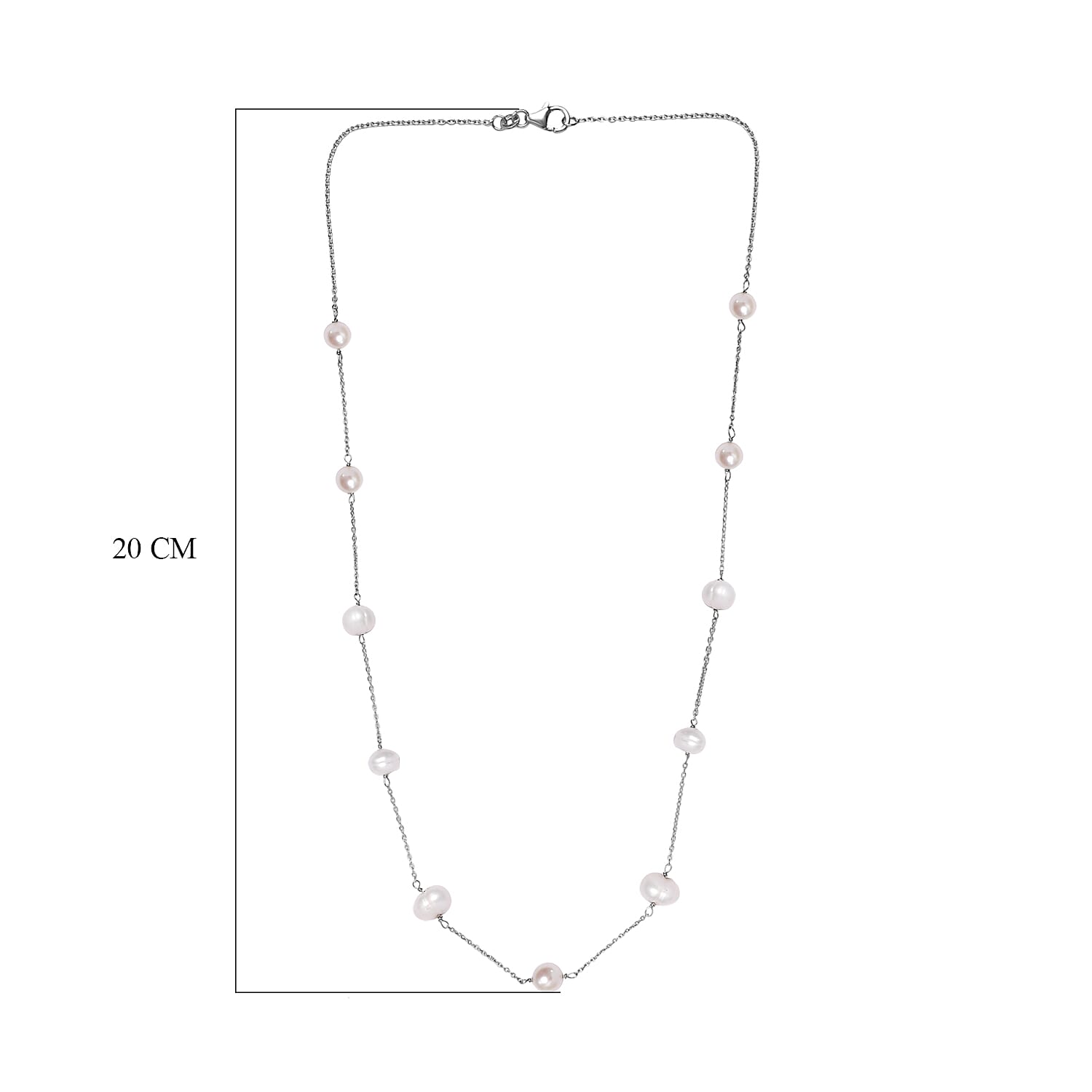 White Pearl Necklace (Size - 20) in Platinum Overlay Sterling Silver 2.40 Ct 7571834 5