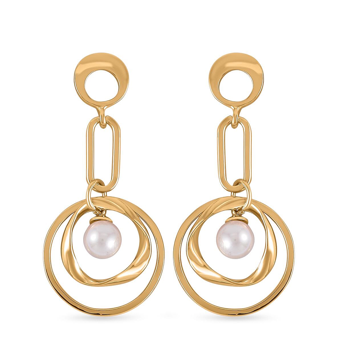 Designer Insipred White Shell Pearl Paperclip Earrings 7606336 2