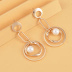 Designer Insipred White Shell Pearl Paperclip Earrings