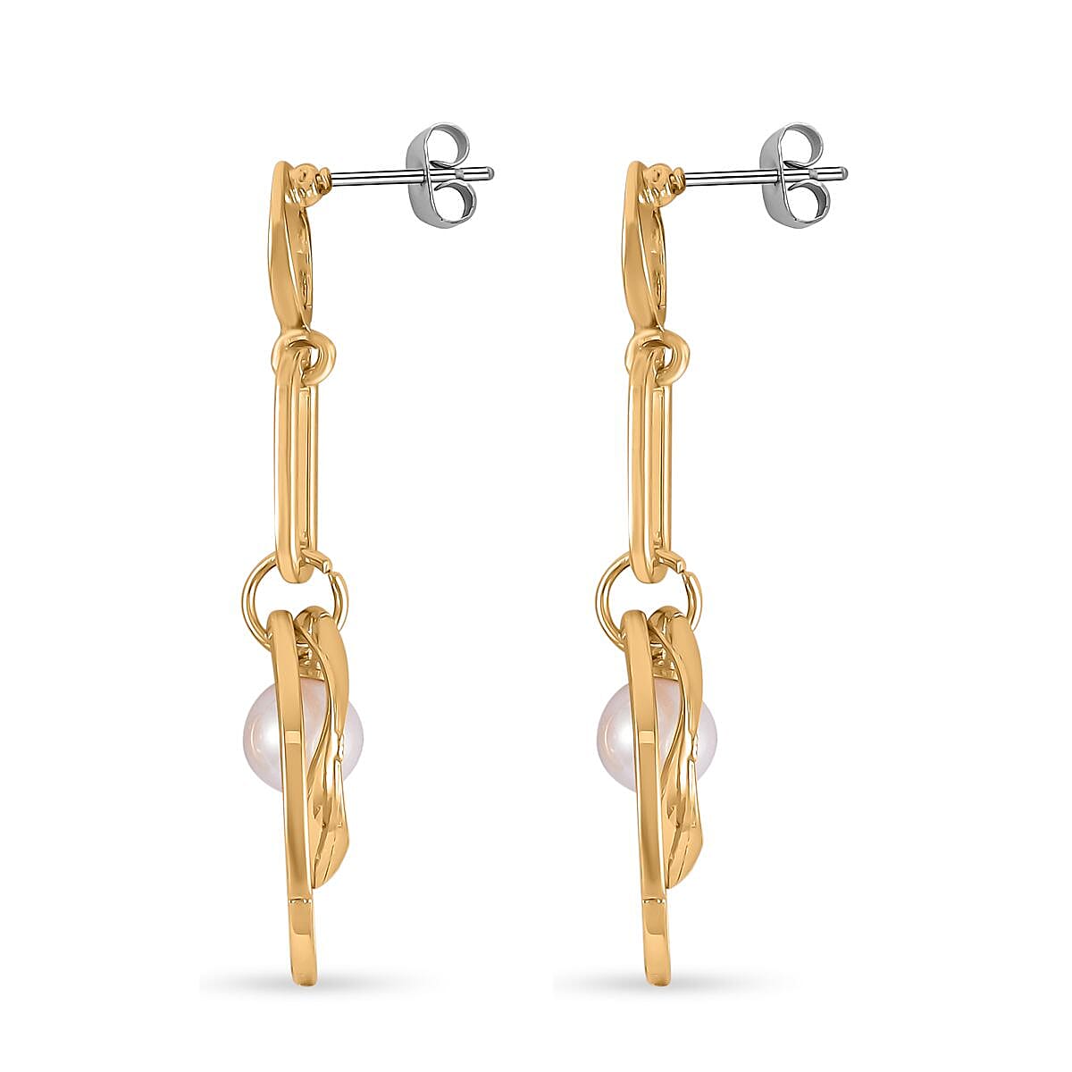 Designer Insipred White Shell Pearl Paperclip Earrings 7606336 8