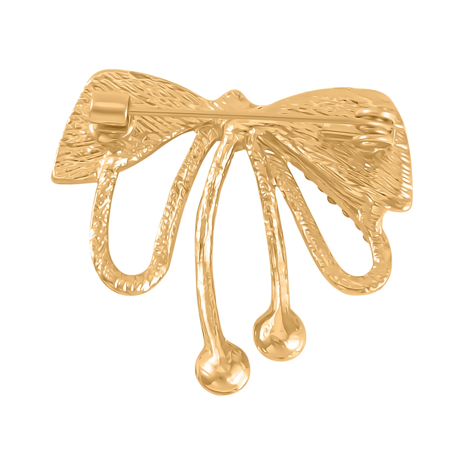 White Shell Pearl and White Austrian Crystal Bowknot Brooch in Yellow Gold Tone 7602292 3