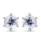 Natural Zircon Stud Earrings in Rhodium Overlay Sterling Silver 2.40  Ct.