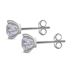 Natural Zircon Stud Earrings in Rhodium Overlay Sterling Silver 2.40  Ct.