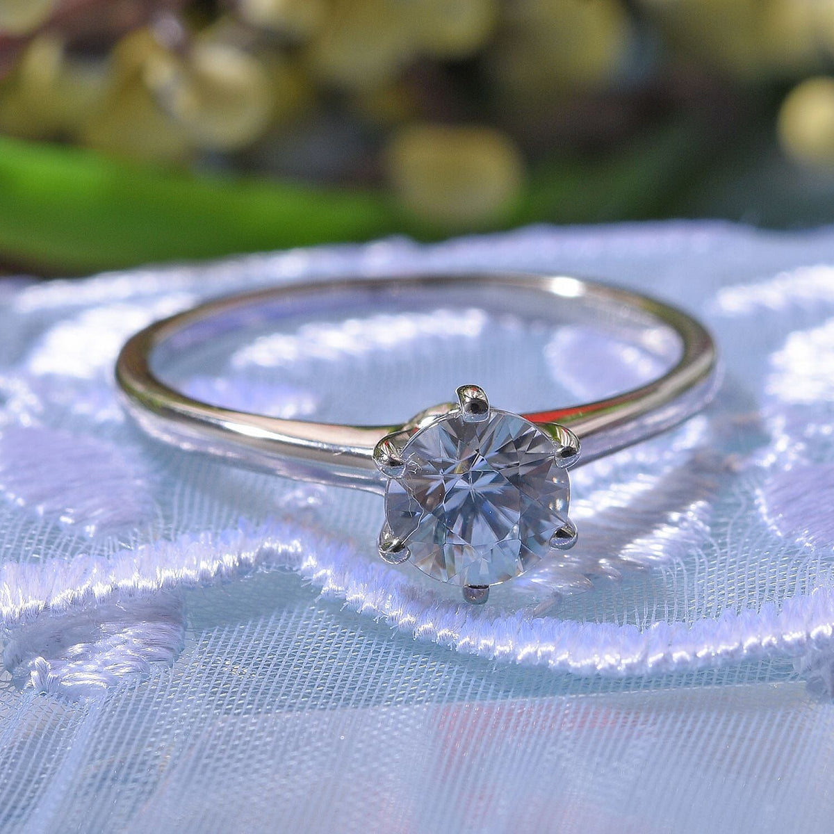 Natural Zircon Solitaire Ring in Rhodium Overlay Sterling Silver 1.20 Ct. 7592726 2