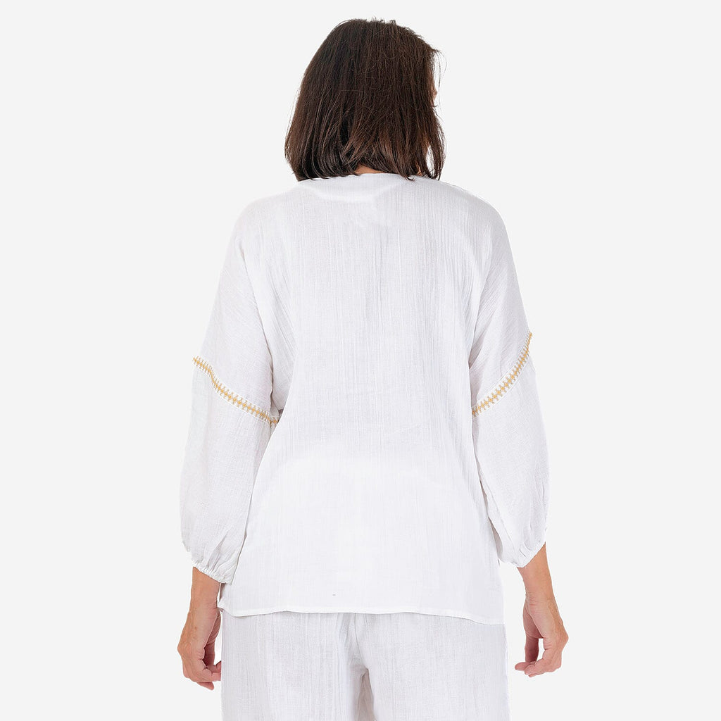 100% Cotton Tamsy Embroiderd Gauze Top Size L (16-18) -White