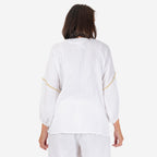 100% Cotton Tamsy Embroiderd Gauze Top Size L (16-18) -White