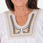 100% Cotton Tamsy Embroiderd Gauze Top Size L (16-18) -White