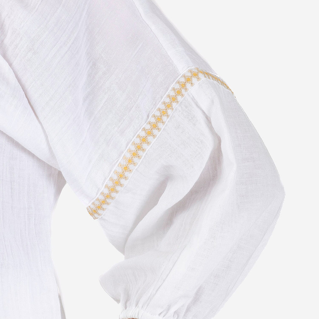 100% Cotton Tamsy Embroiderd Gauze Top Size L (16-18) -White